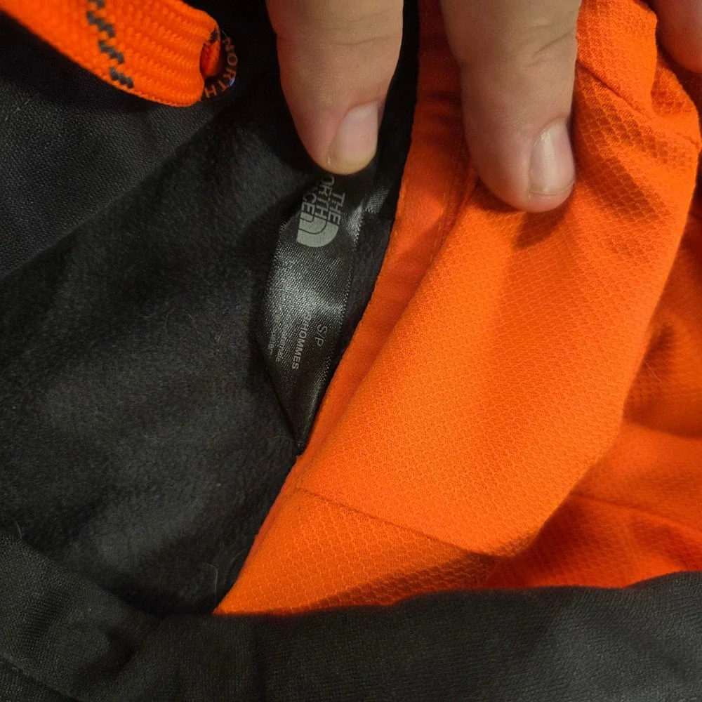 The North Face Mens Small Black Orange Logo Pullover Hoodie Sweatshirt